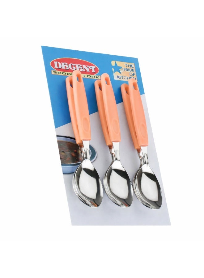 ديسينت ديسنت تيبل سبون سِت أوف 6 | ستينلس ستيل سمول تي سبونز | إيرغونومِك هاندل | ميرر فينيش | دزرت سبونز فور هوم، كيتشن، ريستورانت، ديش واشر سيف - Image 2